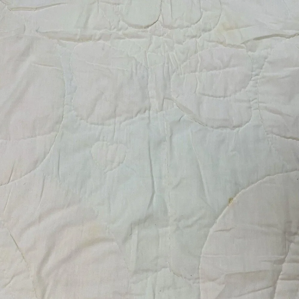 Vintage Quilted Teddy Bear Lace Trim Blanket 46 x 35 Nursery Baby Cute Kawaii -